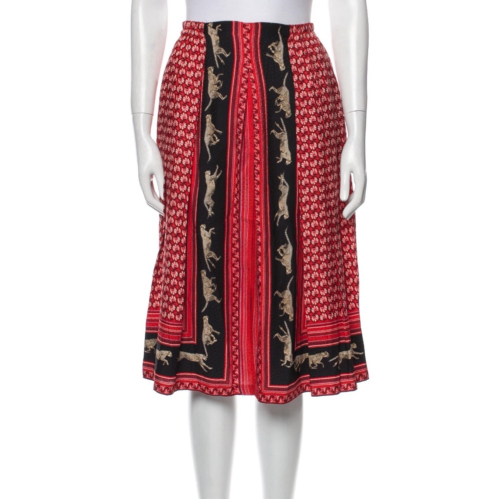 Roseanna Cheetahs Printed Knee-Length Silk Skirt